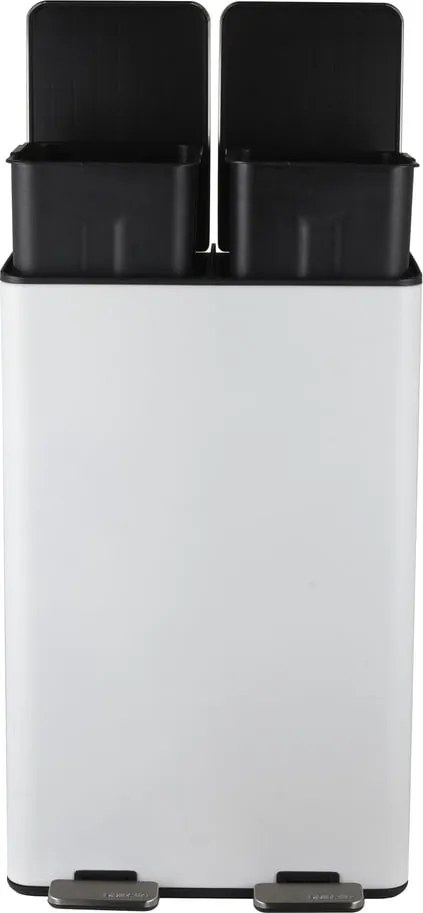 Matt fehér acél szelektív pedálos szemetes 2x30 l Aliya – Spirella