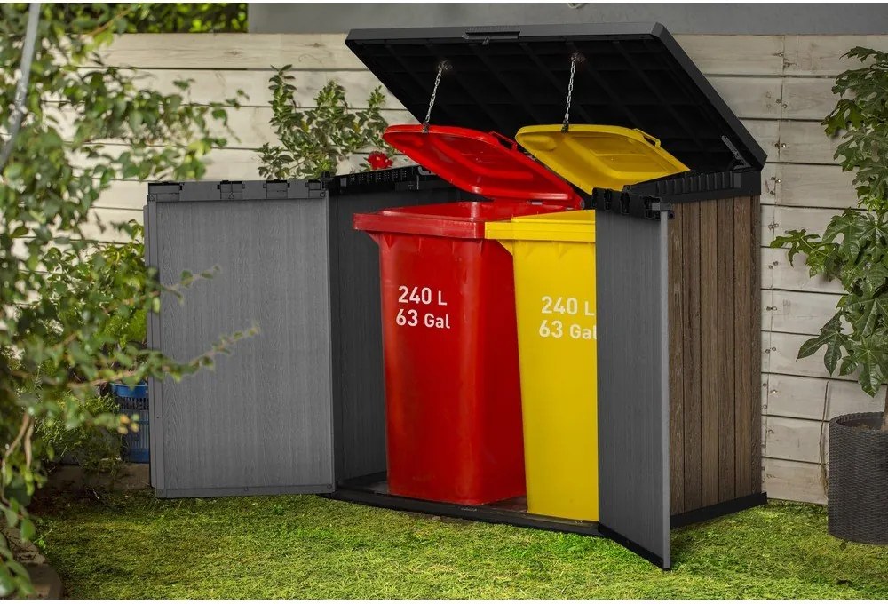 Sötétbarna műanyag kerti tárolódoboz Deco – Keter