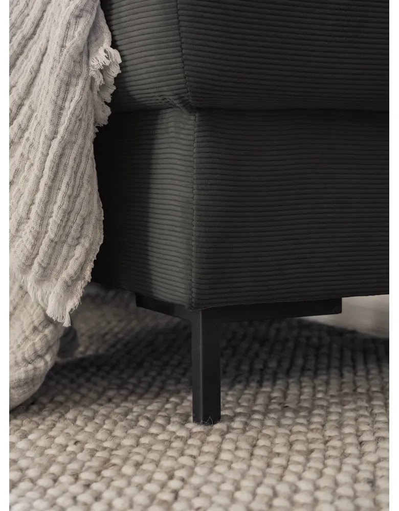 Sötétszürke kordbársony kinyitható sarokkanapé (bal oldali) Lofty Lilly – Miuform