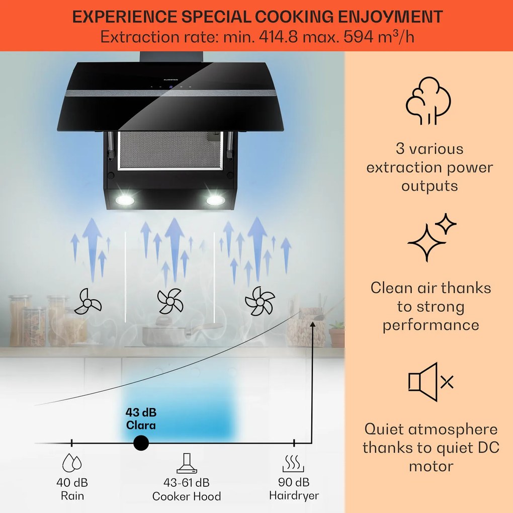 Klarstein Clara 60, páraelszívó, 509 m³/ó, érintőkijelző, környezeti háttérvilágítás