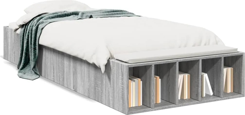 vidaXL sonoma tölgyszínű szerelt fa ágykeret 75 x 190 cm