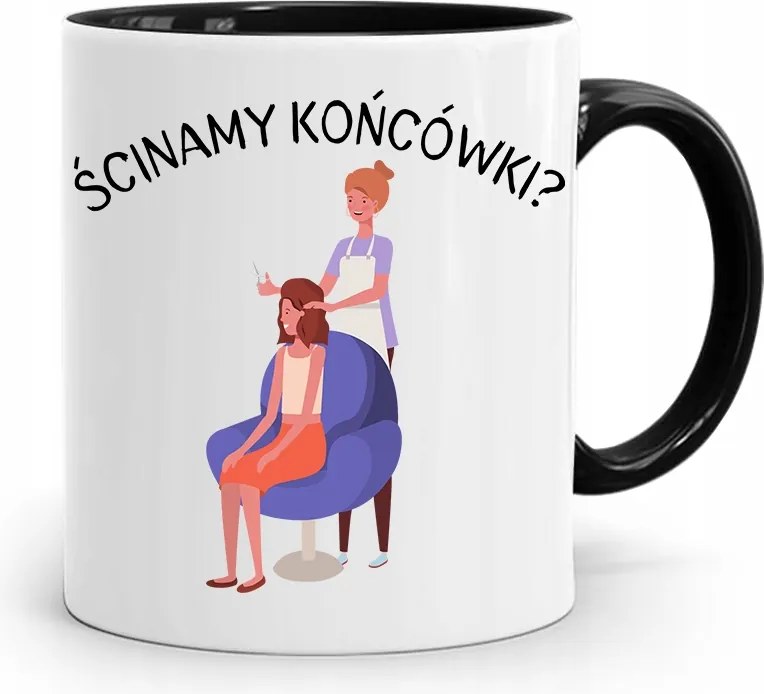 Bögre Fekete Fodrász Vágott Végekkel, fényképes nyomtatással