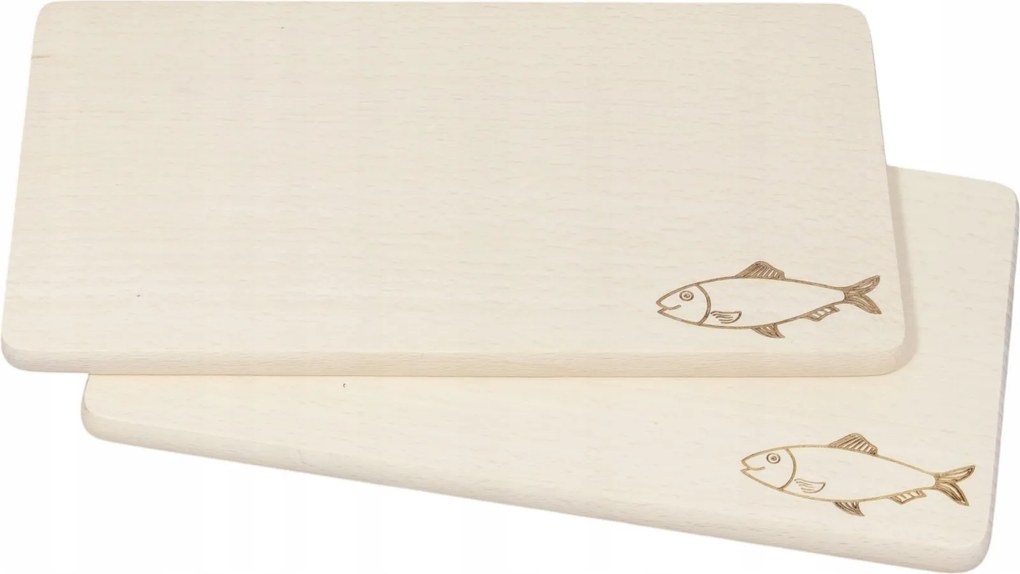 Mini Vágódeszka Gravírozott Konyhai Hal Fa 22x12x1cm 2 Db