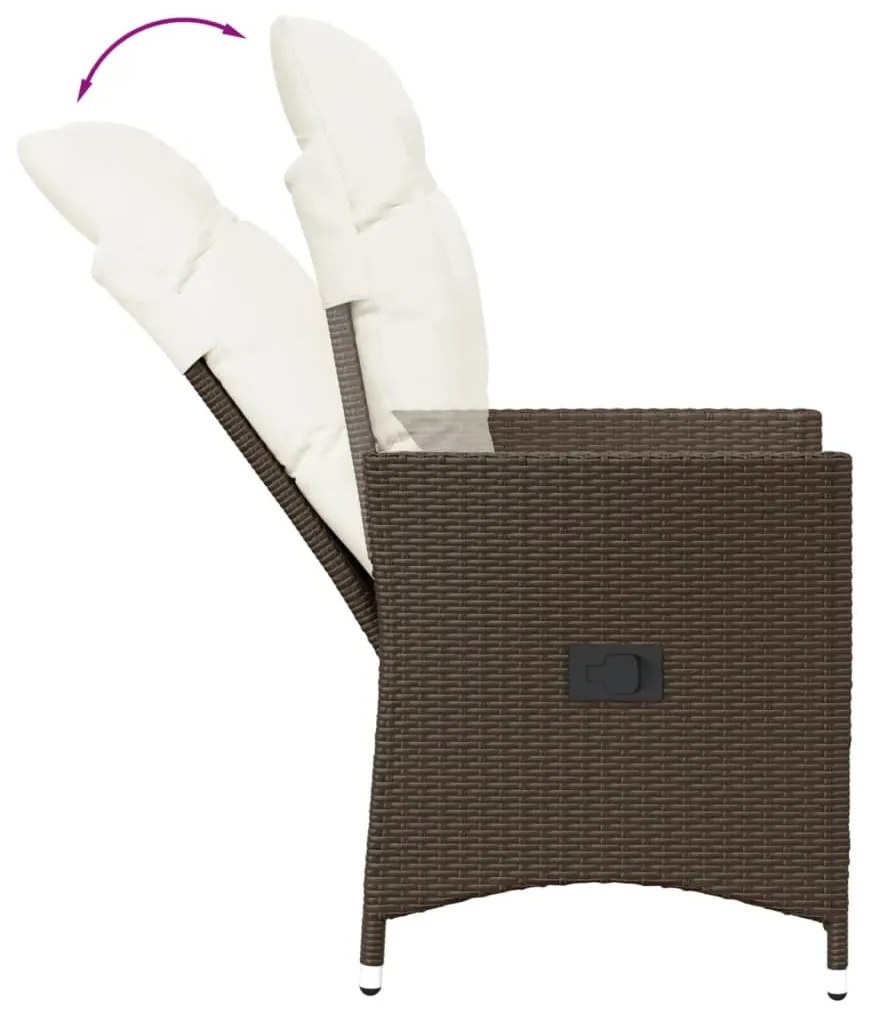 3 részes barna polyrattan bisztrógarnitúra párnákkal