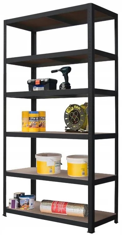 Salgó polc 2200x1000x500 mm lakkozott 6-polc, teherbírás 1050 kg - FEKETE