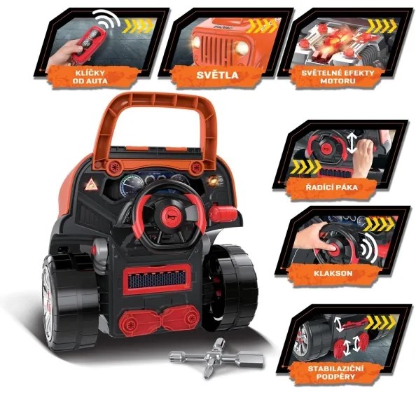 Gyermek autószerelő műhely 3xAAA + 1xCR2025 narancs/szürke