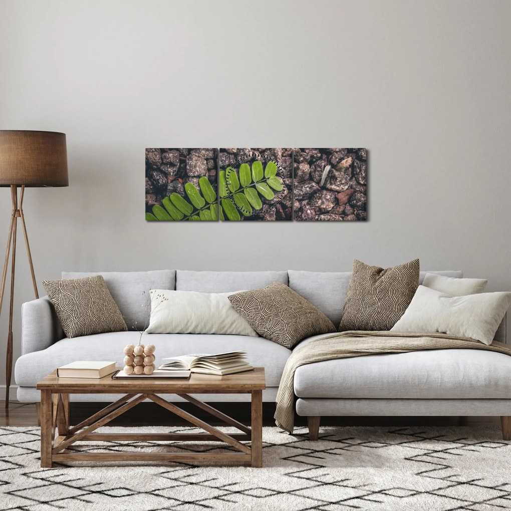 Zöld növények képe (órával) (90x30 cm)
