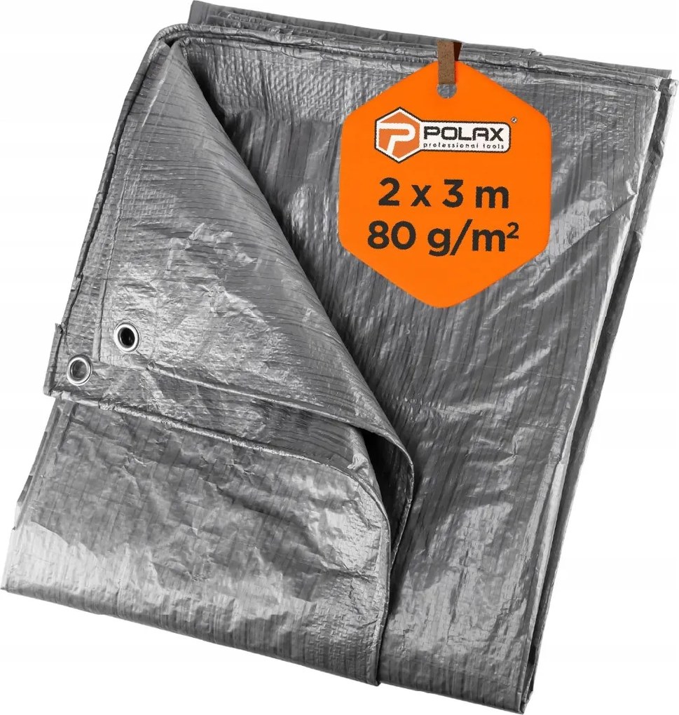 Ponyva Ezüst-Fekete 2x3m 80g/m2 Megerősített vízálló Polax szemek