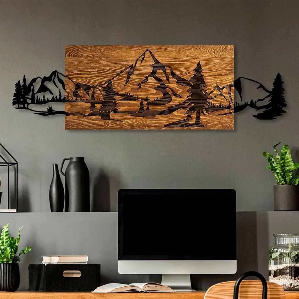 Mountain Range fa-fém faldekoráció