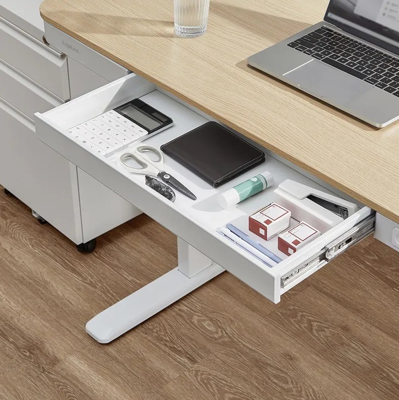 Logilink Elektromosan állítható magasságú asztal, vezeték nélküli töltés, 2x USB port