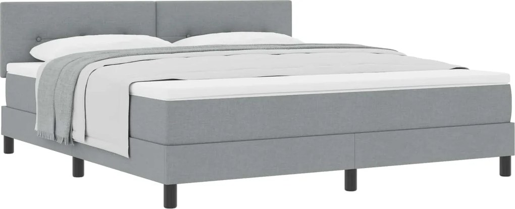 vidaXL Boxrugós ágy matracmal Világosszürke 180 x 200 cm szövet
