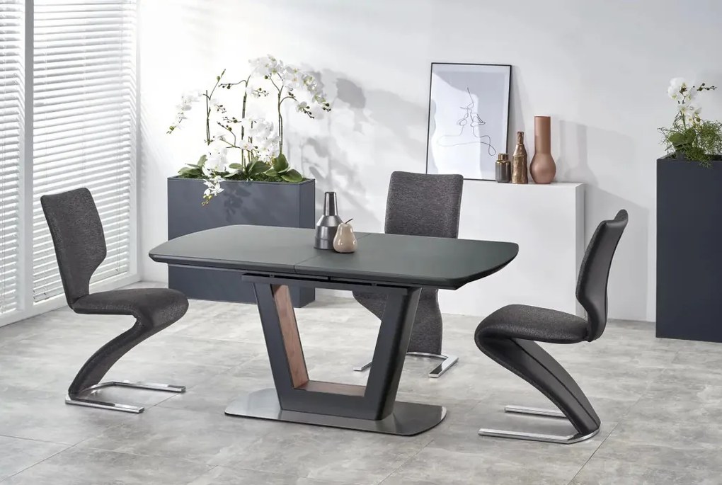 Bilotti bővíthető étkezőasztal – antracit matt / dió 160–200 cm