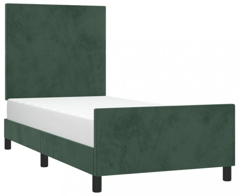 sötétzöld bársony ágykeret matrac nélkül 100x200 cm