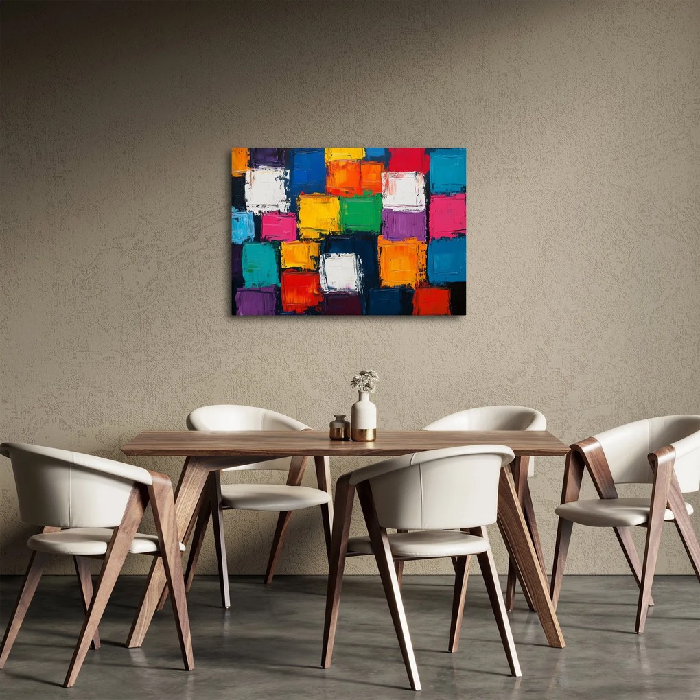 Kép - Színes négyzetek festménye (70x50 cm)