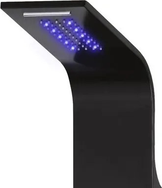 Verona || Black termosztátos zuhanypanel, rozsdamentes acél, LED