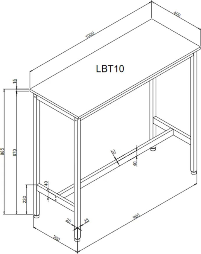Bárasztal, magas bárpult 100 x 40 x 90 cm, rusztikus barna