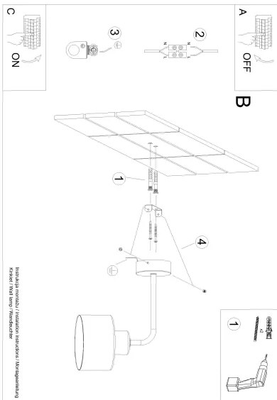 Sollux SL.1129 - Fali lámpa SAVAR 1xE27/60W/230V fekete