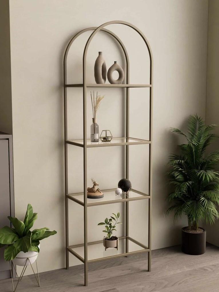 Fém könyvespolc, antik-átlátszó, 47 cm