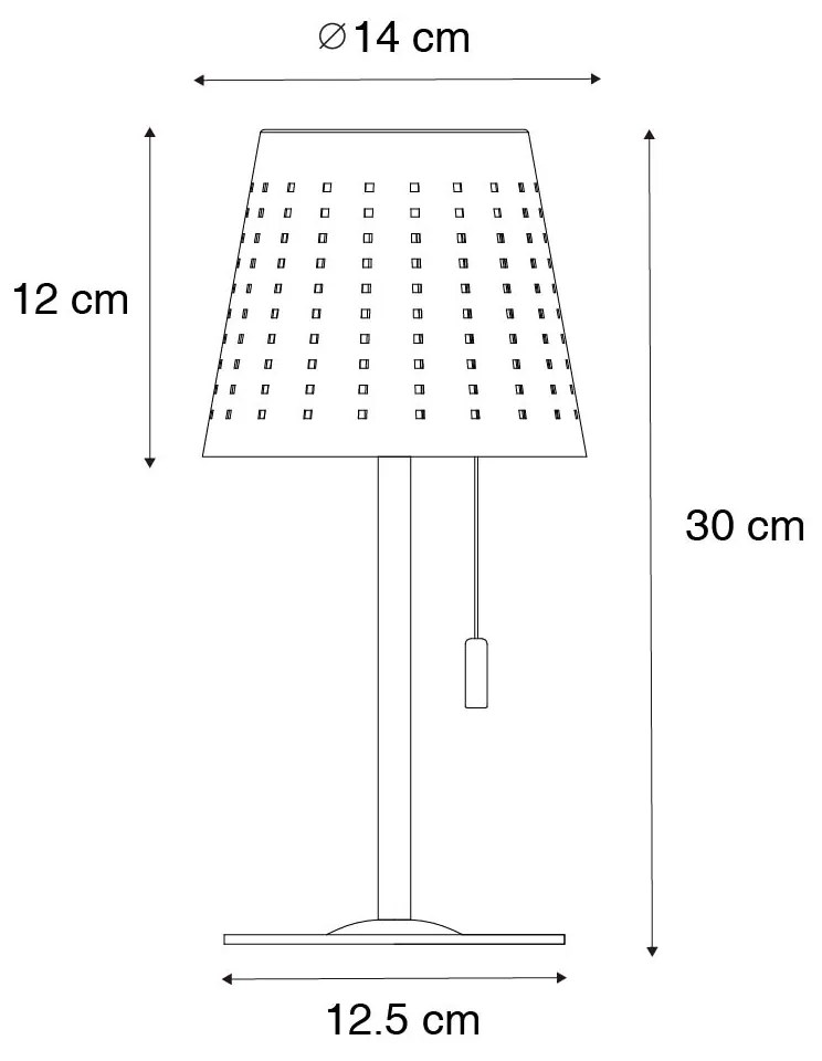 Kültéri asztali lámpa kék LED-del, 3 fokozatban szabályozható, újratölthető és napelemes - Ferre