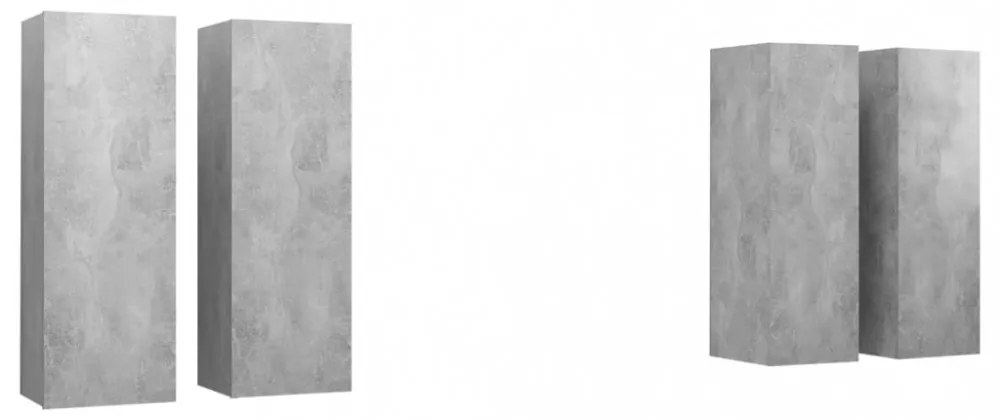 4 db betonszürke szerelt fa TV-szekrény 30,5 x 30 x 90 cm