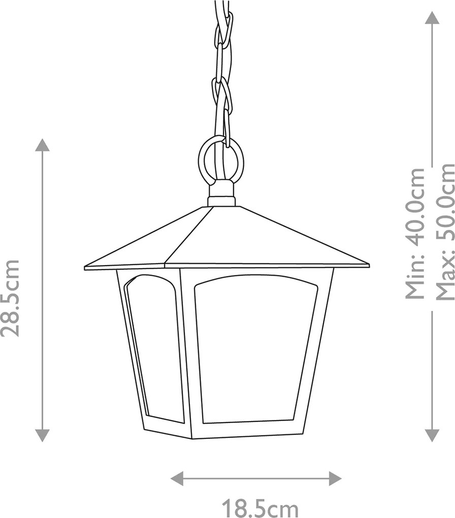 Elstead klasszikus kültéri függeszték york fekete átlátszó IP43 elsbl6b-black