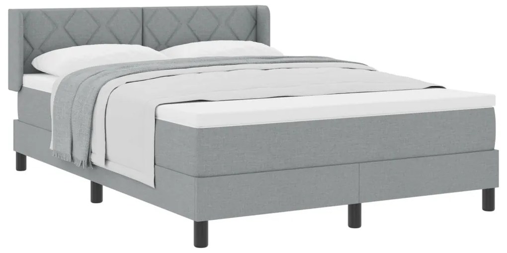 Box Spring Ágy Matraccal, Világosszürke, 160 x 200 cm, Szövet