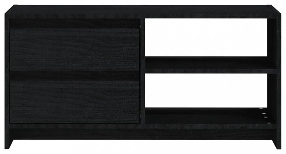 fekete tömör fenyőfa TV-szekrény 80 x 31 x 39 cm