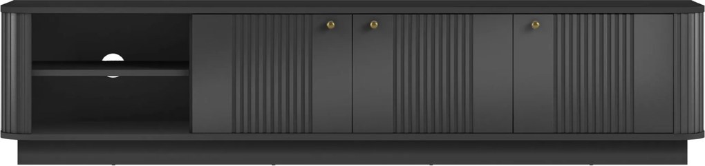 Vesper 3D TV-szekrény 187 cm talapzaton - fekete / arany fogantyúk