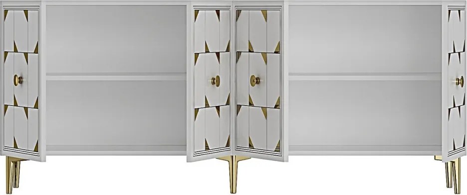 Moka komód, fehér-arany, 150 cm