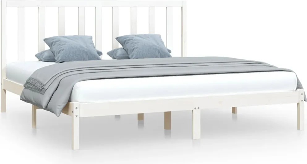 vidaXL fehér tömör fenyőfa ágykeret 200 x 200 cm
