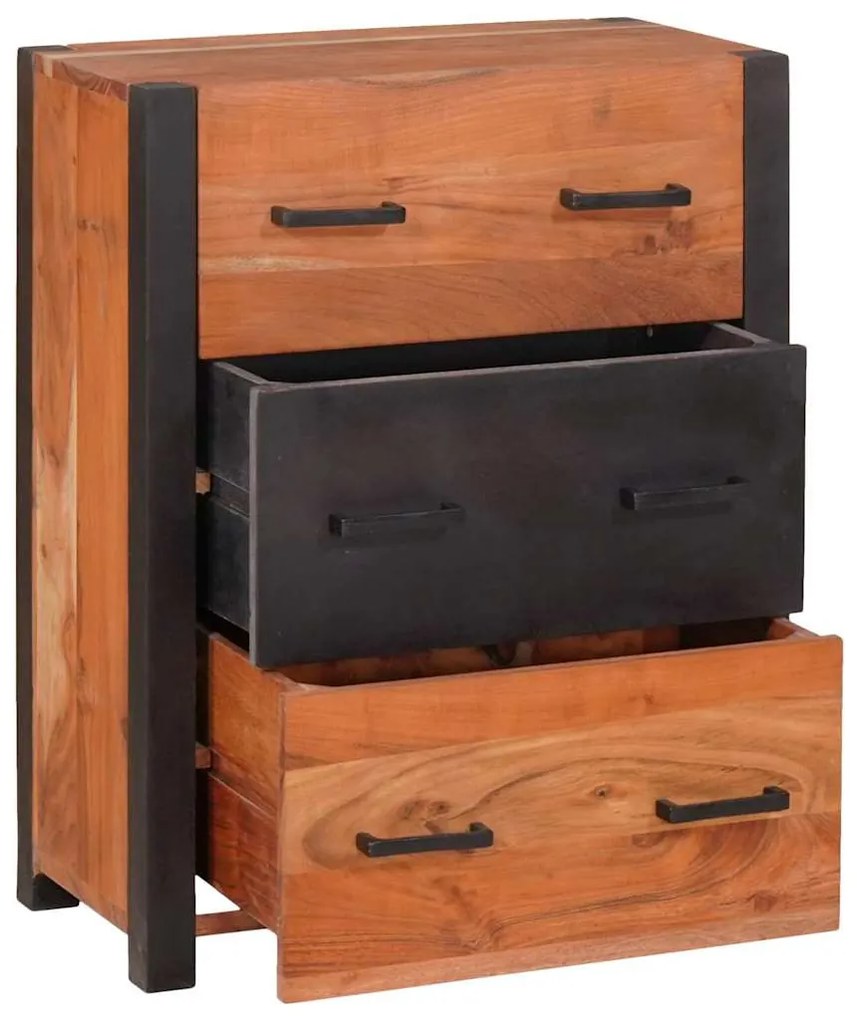 Széf fiókkal 3 pcs Barna 55 x 30 x 75 cm Tömör akácfa