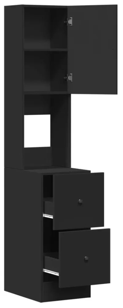 fekete szerelt fa konyhaszekrény 35 x 50 x 180 cm