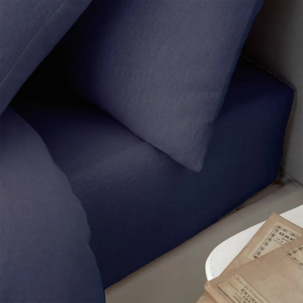 Sötétkék gumis flanel lepedő 150x200 cm Brushed – Catherine Lansfield