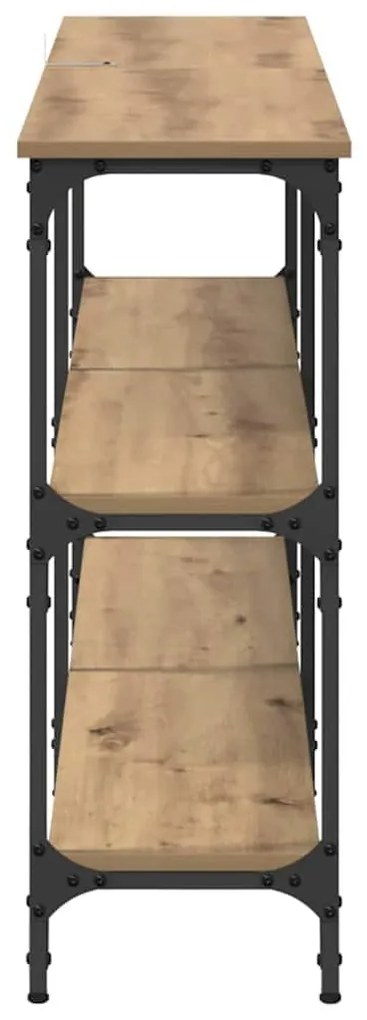 vidaXL Konzolasztal Artisan tölgy 150 x 29 x 75 cm Mérnöki fa és fém