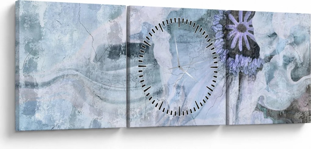 Kép - Virágos freskó téglafalon (órával) (90x30 cm)
