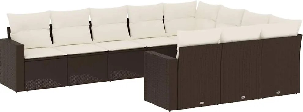 vidaXL 10 részes barna polyrattan kerti ülőgarnitúra párnákkal