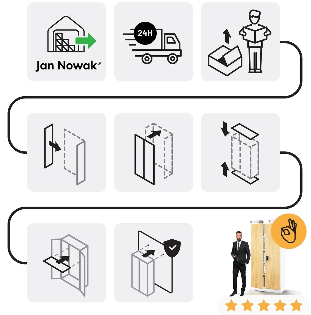 Iratszekrény fehér/arany tölgy: Eco Design JAN H