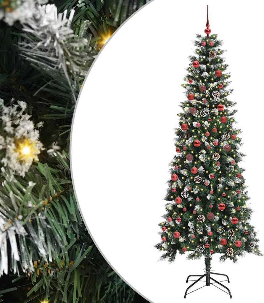 vidaXL Mű karácsonyfa 300 LED-del Zöld 210 cm PVC és Műanyag és Acél