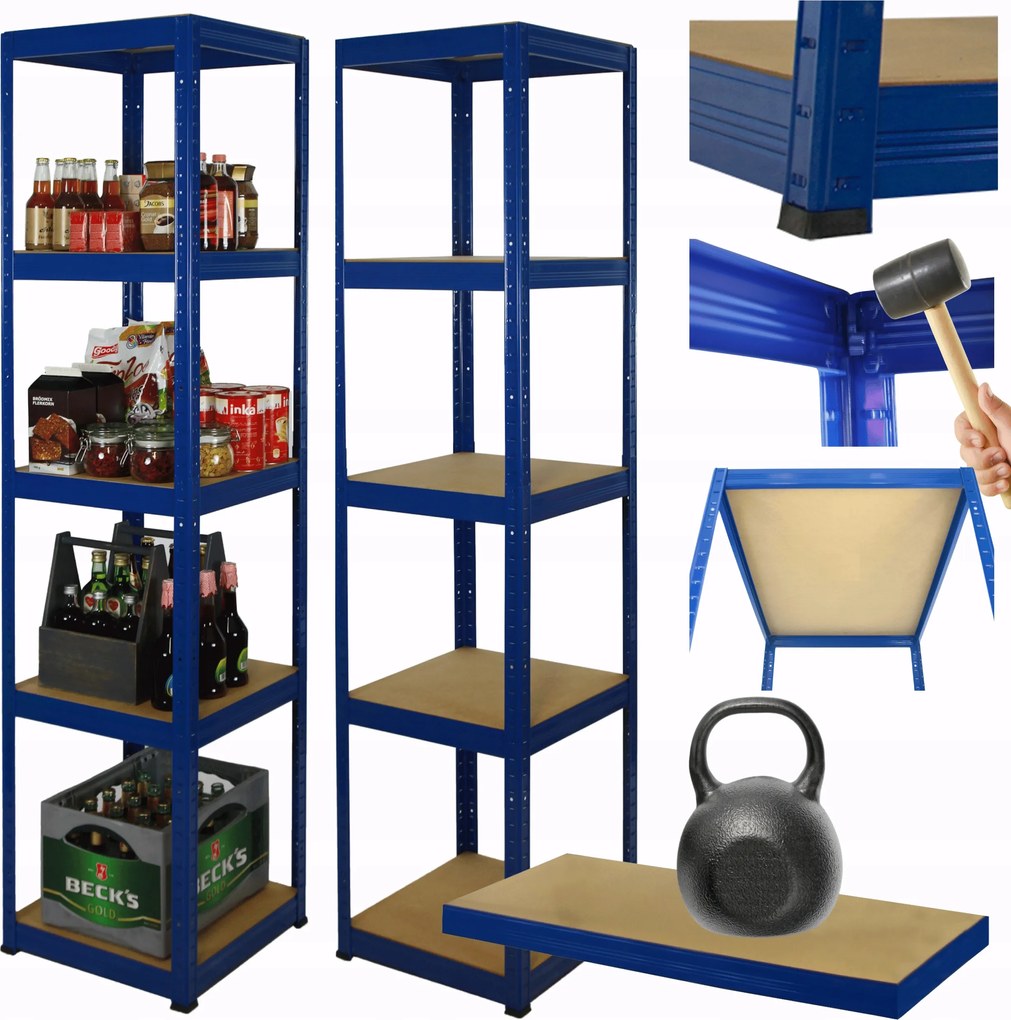 Helios fém tároló állvány 196x30x30cm 5Px175kg Lengyel Tartós