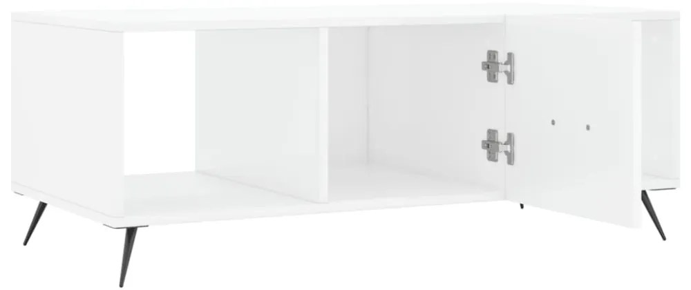 magasfényű fehér szerelt fa dohányzóasztal 102 x 50 x 40 cm