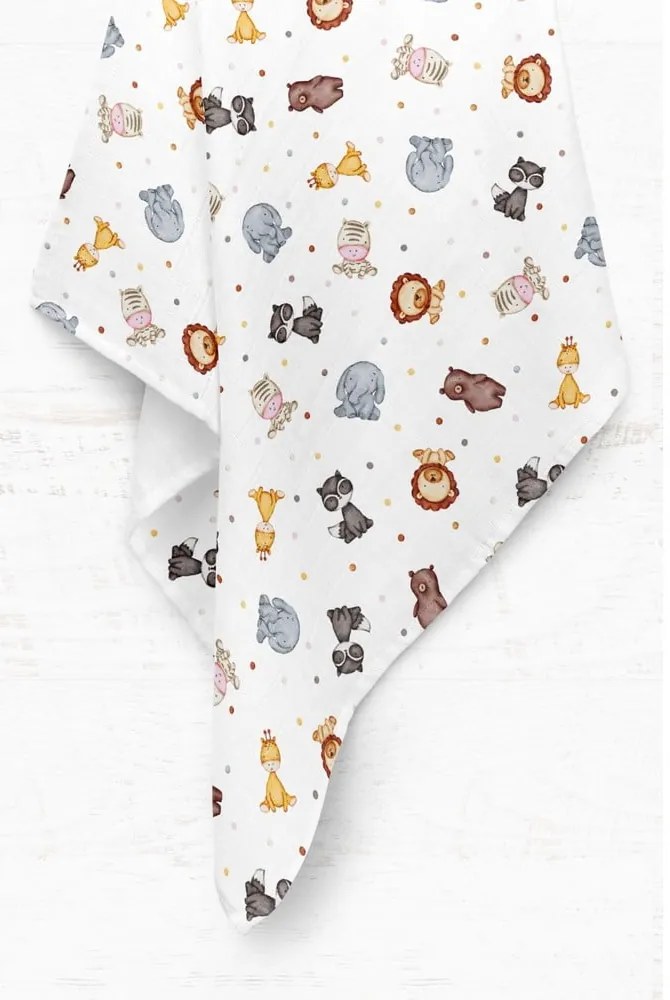 Fehér muszlin gyerek takaró 75x100 cm Zoo – Mijolnir