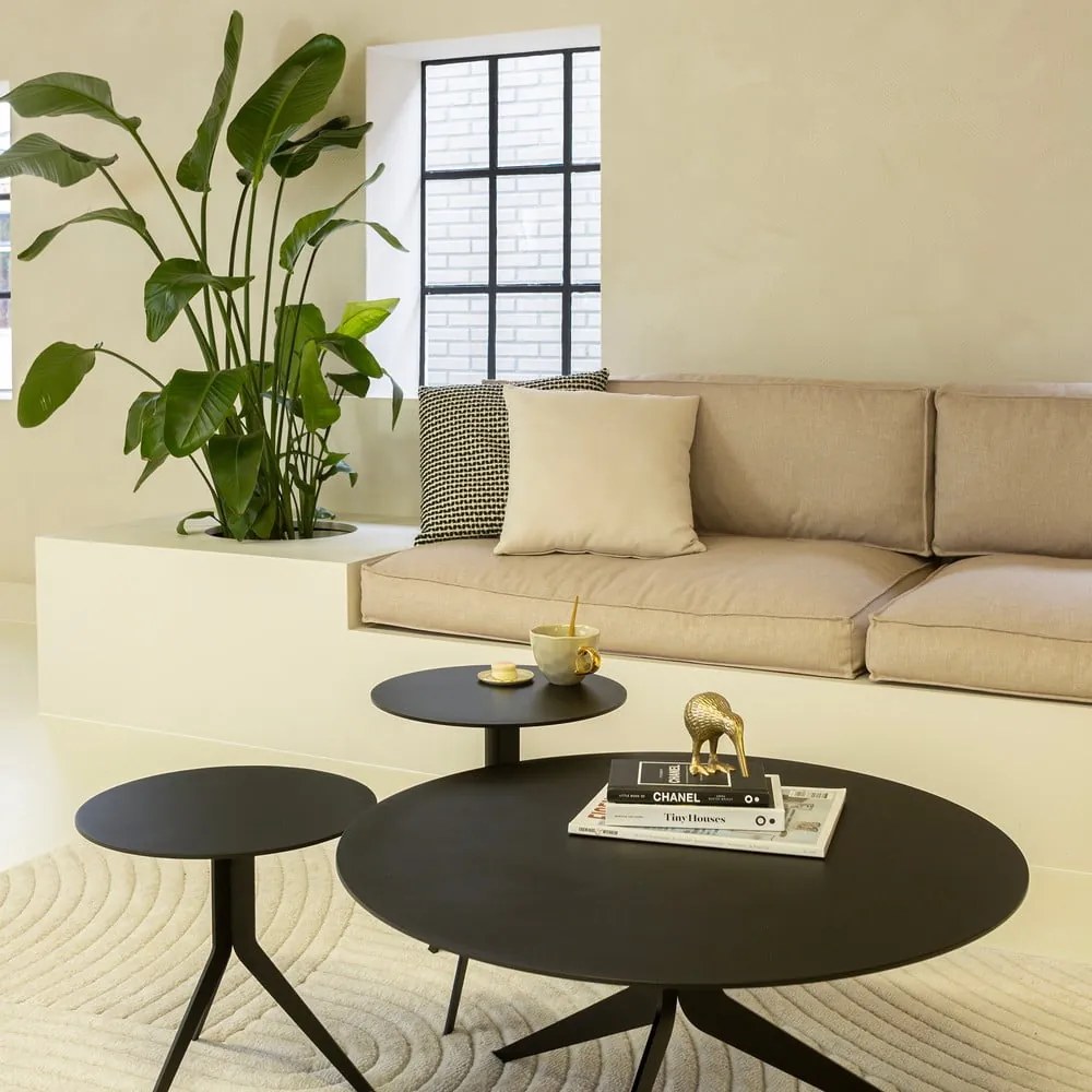 Fekete fém kerek dohányzóasztal ø 78 cm Daley – Spinder Design