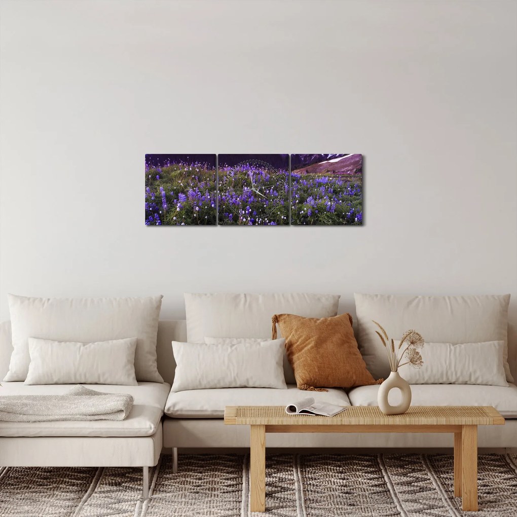 Kép - Vulkán és a virágok (órával) (90x30 cm)