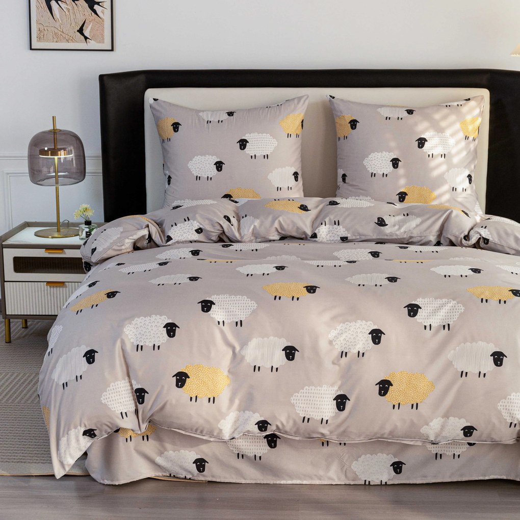 SHEEP DREAM mikroszálas ágynemű szürke Ágyneműhuzat mérete: 70 x 90 cm | 140 x 220 cm