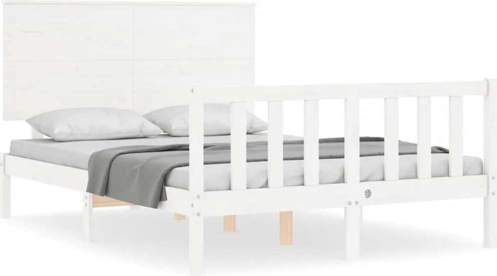 vidaXL fehér tömör fenyőfa ágy matrac nélkül 140x190 cm