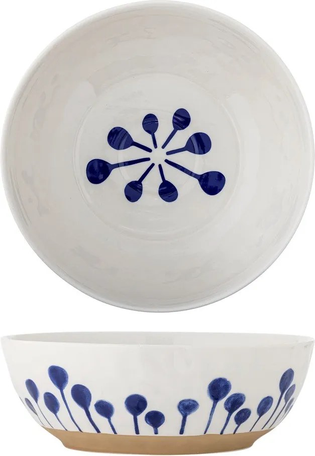 Fehér-kék kerámia tál ø 28 cm Linora – Bloomingville