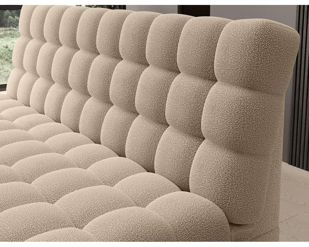 Bézs buklé kinyitható-tárolóhelyes kanapé 197 cm Clareta – ELTAP