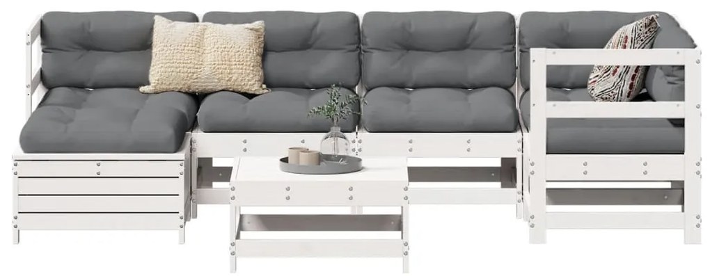 vidaXL fehér 7 részes tömör fenyőfa kerti kanapészett