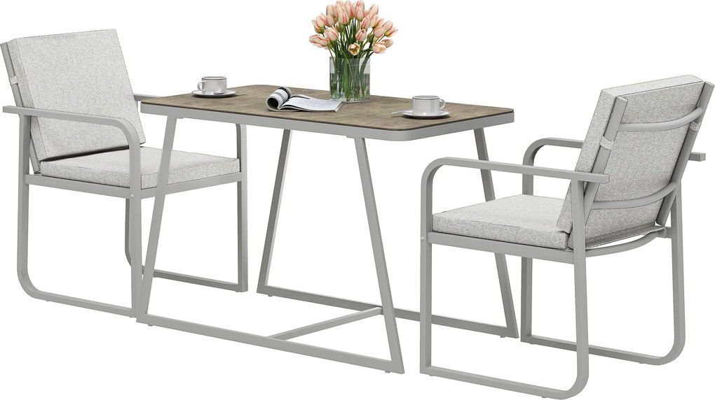 Outsunny 3 Részes Ülőgarnitúra Étkezőszett 2 Fő Részére 4 Szék Párnával Ülés Cushions Étkezőasztal Ülőhelyiségekhez Üveg Asztallal Konyha Bútor Terasz