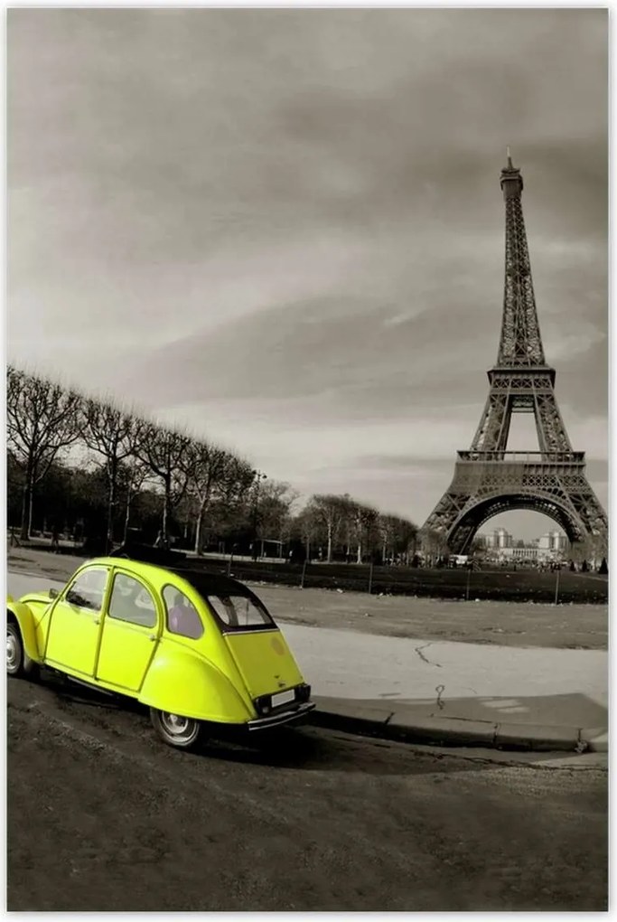 Poszterek 60x90 Sárga autó Franciaországban